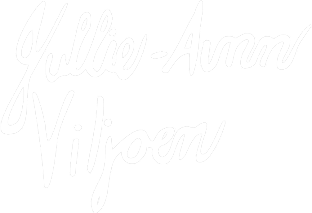 Jullie-Ann Viljoen signature logo in white on a transparent background
